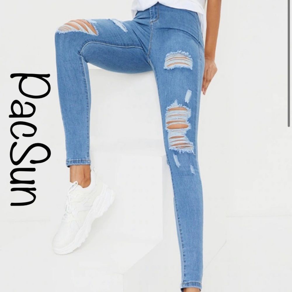 Pacsun Light Wash Blue Stretch Denim Skinny Jeggings Women's Size 27 Exc Cond